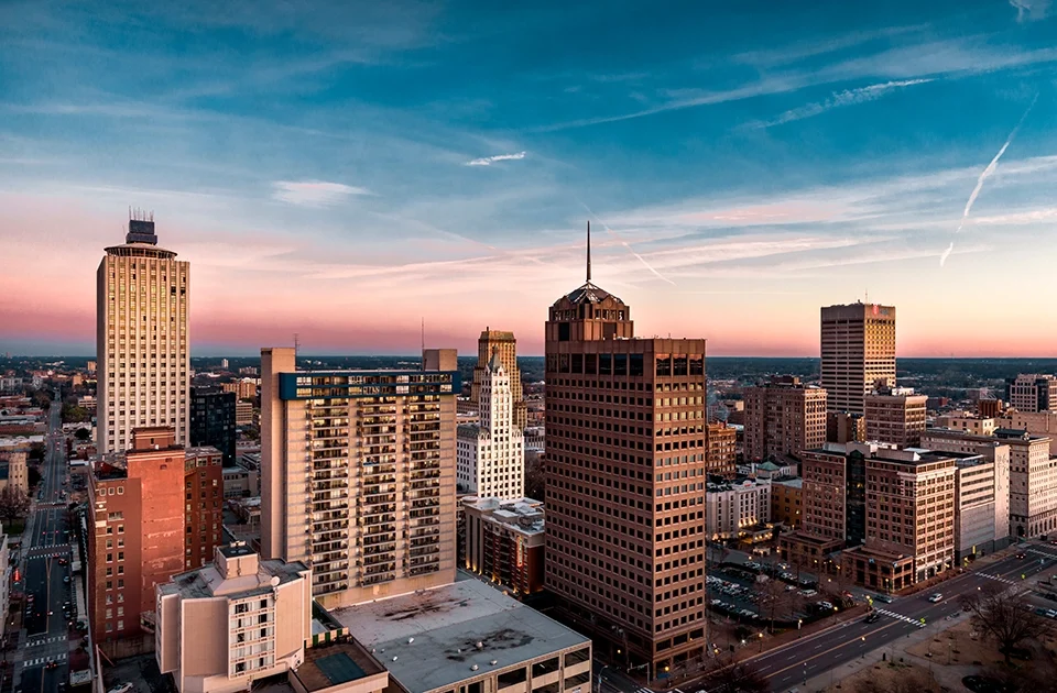 Photo of Memphis skyline at evening