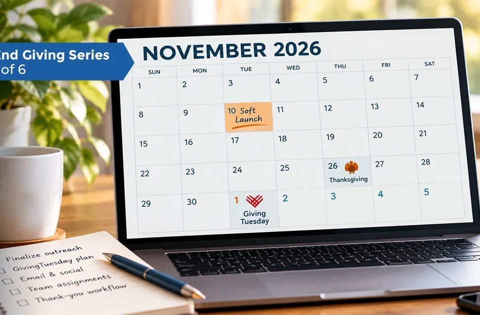 Desktop with laptop calendar opened to November 2026